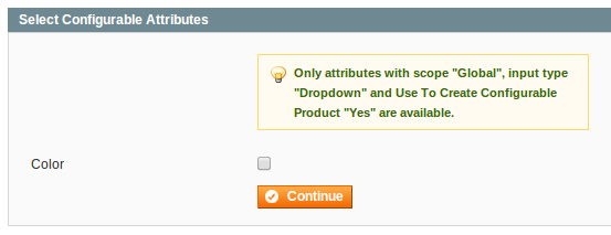Select Configurable Attributes form