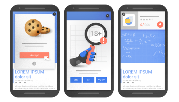 Google's example of interstitials that won't be affected